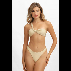 Biqu&iacute;ni de um ombro s&oacute; com amarra&ccedil;&atilde;o lateral