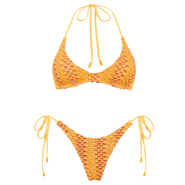 Kvinnor Virkad spetsdetalj Wire Bikini Set